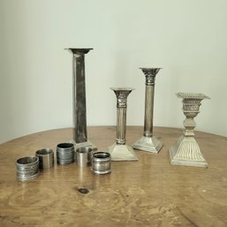 Elegant Silver Plated Candlestick Holders And Napkin Rings (Dining Room)