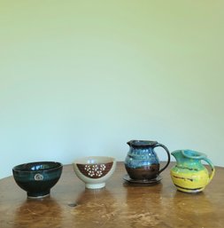 4 Pieces Of Handmade Pottery 1 Is Signed (Kitchen)