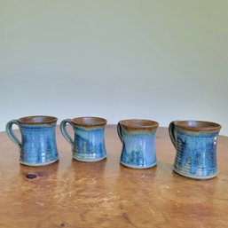 Set Of 4 Handmade Pottery Mugs Signed (Kitchen)