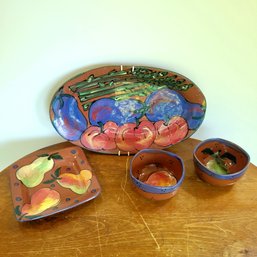 Gorgeous Pottery Serving Platter, Bowls And Dish By Maine Artist Nan Kilbourn-Tara