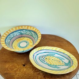 Beautiful Pottery Serving Dishes By Maine Artist Nan Kilbourn-Tara