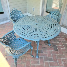 Painted Wrought Iron Table And Chairs Has Paint Wear (Back Patio)