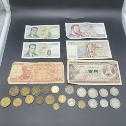 Foreign Currency Lot #2 Paper Money And Coins