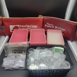 Coin Holders, Plastic Sorting Boxes And Money Bags