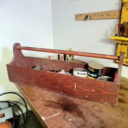 Vintage Wooden Tool Box With Contents