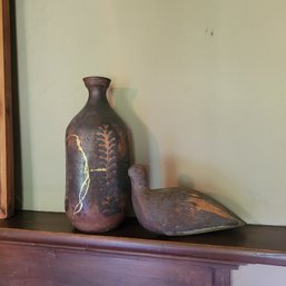 Berkshire Pottery Bottle And Wooden Duck (Dining Room)