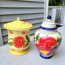 Ceramic Cookie Jars *Blue One Has Chips (barn)