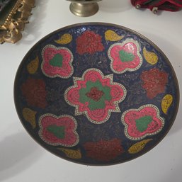 Vintage Enesco Bronze Bowl Inlaid Design India (BK)