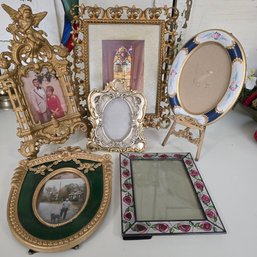 Lot Of Ornate Picture Frames Mostly Heavy Brass, Metal, Glass Etc (BK)