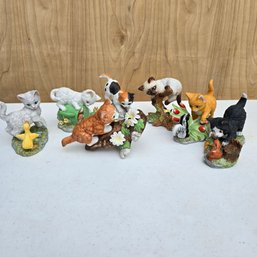 Lot Of 7 Vintage 1991-1993 Danbury Mint Cat Figurines   (DM)