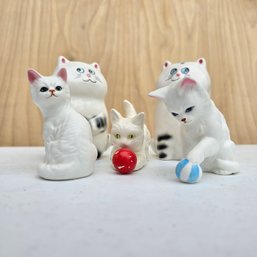 Lot Of Vintage Lefton White Cat Figures & Salt Pepper Shakers (DM)