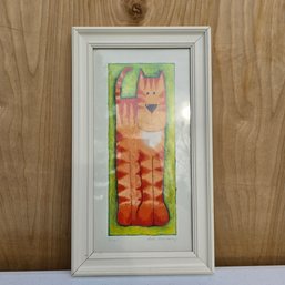 14' Framed Kate Mawdsley Ginger Cat Print (DM)