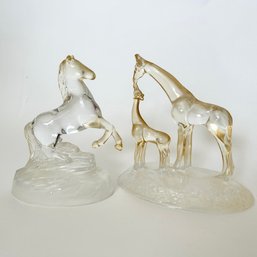 Pair Of Decorative Glass Horses (dining Room)