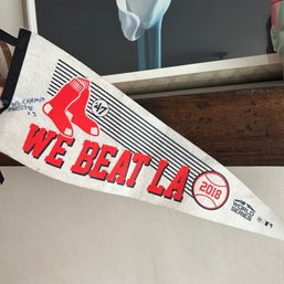 MLB Red Sox World Series Pennant, 2018, 'We Beat L.A.' Signed By Blake Swihart (IS)