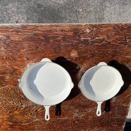 Two White LeCreuset Frying Pans (Garage)