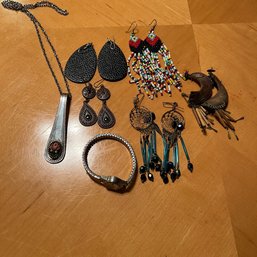Jewelry Includes Spoon Necklace, Bone & Dream Catcher Earrings And Others