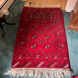 Vibrant  Area Rug With Wear (Living Rm)