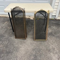 Two Brass Fireplace Screens (Garage)