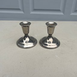 Two William And Rogers Silver Plated Candle Stick Holders (Garage)
