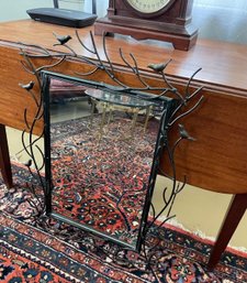 Decorative Black Iron Mirror With Birds On Branches 31'x23' (LR)