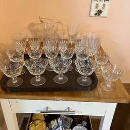 Vintage Waterford Lismore Pattern Crystal Glasses Including Pitcher (Kitchen)