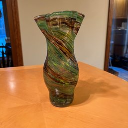 Beautiful Colored Swirl Glass Vase