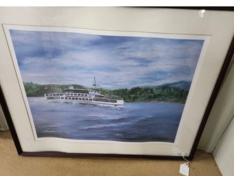 MS Mount Washington Boat, Numbered & Framed Artist Print By Polly Berlin (Porch)