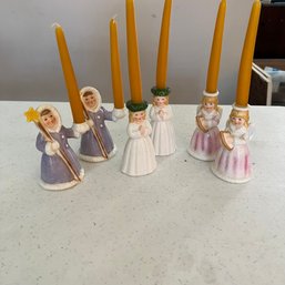 Vintage Miniature Winter Hummels With Candlesticks (Living Rm)