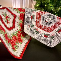 Pair Of Handmade Christmas Quilted Table Toppers