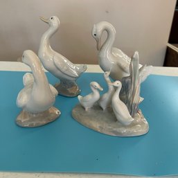Collection Of Vintage Lladro Porcelain Ducks (Living Rm)