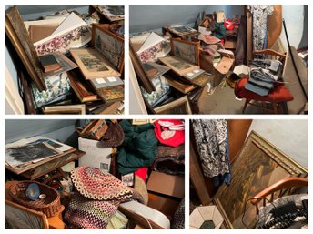 Closet Picker's Lot: Art, Braided Rugs, Vintage Clothing And More - See Video! (attic)