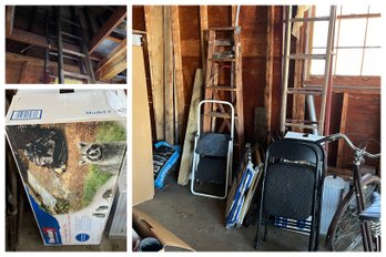 Not-To-Be-missed Garage Lot! Tall Wooden Ladders, Havahart Large Animal Trap, Step Stool And More!