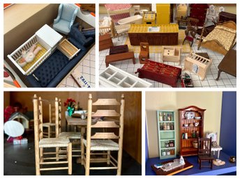 WOW! Huge Lot Of DOLLHOUSE FURNITURE  - See All Photos! (BSMT)