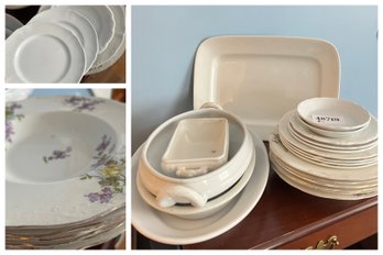 Vintage Ironstone Assortment With Pretty Sevres Bowls (LR)