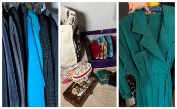 Closet Lot With Fancy Vintage Clothing, Lands End Duffel And Vintage Odds And Ends (Master BR)