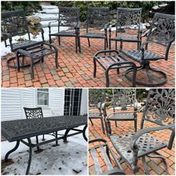 Gorgeous Wrought Iron Patio Set, Including Table, Chairs, And Ottomans (Outside)