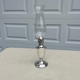 Vintage Colonial Oil Lamp With Globe Silver Plated By The Gorham Silver Company (Garage)