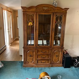 Authentic Solid German Hutch With Built In Angled Mirrors  (living Rm)