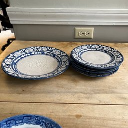 Vintage Pottery Blue Serving Plate And Dishes (Dining ROom