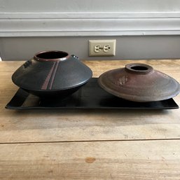 Pottery Vases And Tray (Dining Room)
