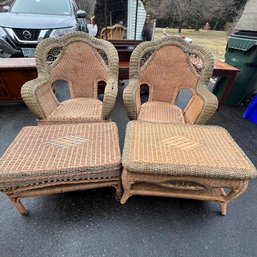 Wicker Furniture, One Chair And Footrest Needs Some Care