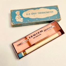 Wow! Vintage In Box Baby Thermometer, Vintage Glass Mercury Thermometer (bath)