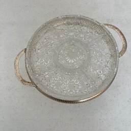 Stunning Divided Serving Dish With Silver Plated Stand (Living Rm)