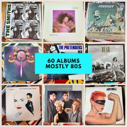VINYL RECORD LOT: Mostly 80s Music, 60 Albums In Lot! All Albums Displayed In Photos