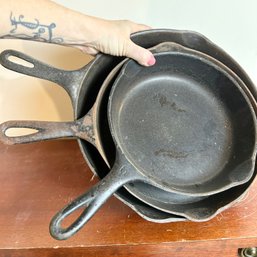 Trio Of WAGNER WARE Sidney Cast Iron Pans