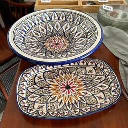 Set Of Serving Bowl And Serving Platter By Le Souk Ceramique Tunisia (Dining Room)