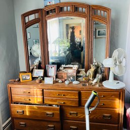 Vintage Wooden Dresser With Mirror (BR)