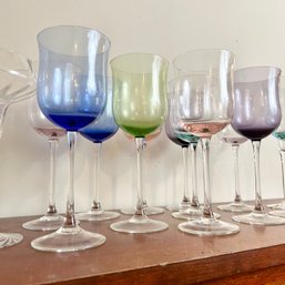 Mixed Lot Of Vintage Colorful Wine Glasses