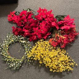 Nice Lot Of Faux Florals And Wreath (Zone 1)