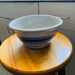 Gray And Blue Signed Stoneware Mixing Bowl (Kitchen)